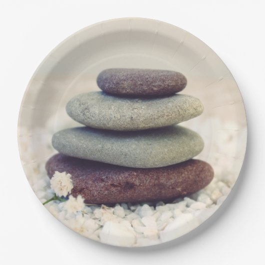 Meditative Cairn für Gesteinsteine Pappteller (Vorderseite)