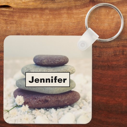 Meditative Cairn für Gesteinsteine Schlüsselanhänger (Rückseite)