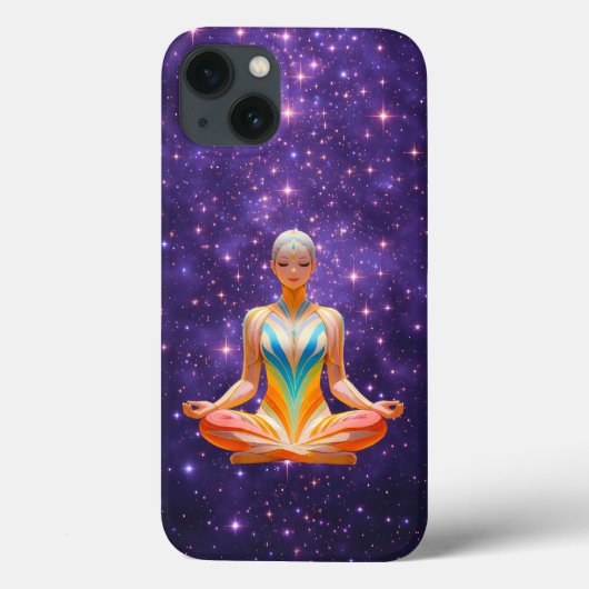 Meditative Frau und Sternenhimmel lila Case-Mate iPhone Hülle (Rückseite)