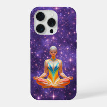 Meditative Frau und Sternenhimmel lila