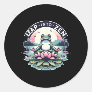 Meditative Frosch-Lotus-Pose Yoga Zen Friedlicher  Runder Aufkleber