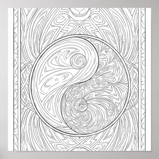 Meditative Pattern Art: Sacred Geometry Yin Yang Poster (Vorne)