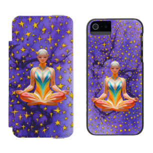 Meditative Woman und einzigartiges Star-Muster Incipio Watson™ iPhone 5 Geldbörsen Hülle