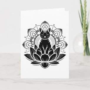 Meditatives Katzen-Lotusblumen-Yoga-Spiritualität- Karte