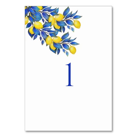 Mediteran - Lemons-Wedding Table Card Tischnummer (Vorderseite)