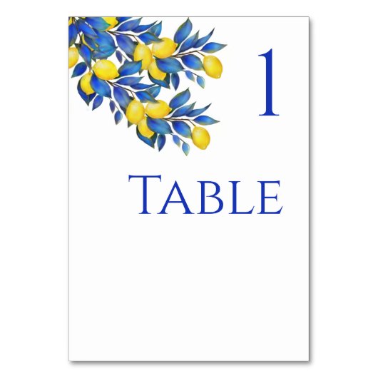 Mediteran - Lemons-Wedding Table Card Tischnummer (Vorderseite)