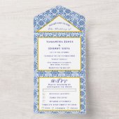 Mediteran Tiles Portugiesisch Rustikale Hochzeit All In One Einladung (Innen Boden)