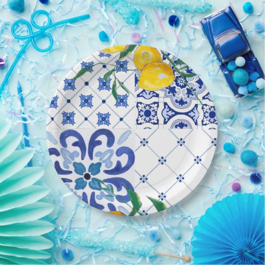 Mediterran, Amalfi-Stil, einfache Plätze Pappteller (Party)