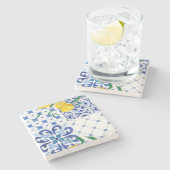 Mediterran, Amalfi-Stil, einfache Plätze Steinuntersetzer (Seitenansicht)