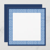 Mediterran Blauer Griechischer Schlüssel Einladung (Vorne/Hinten)