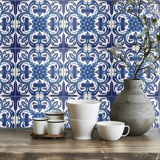 Mediterran Blauer Weiß Portugiesischer Azulejo Fliese