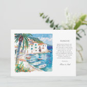 Mediterrane Aquarellfarbe Danke Karte (Stehend Vorderseite)