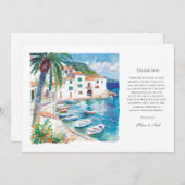 Mediterrane Aquarellfarbe Danke Karte (Vorne/Hinten)