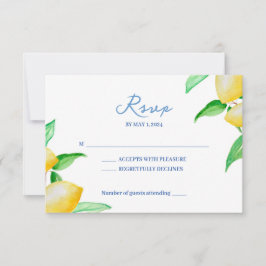 Mediterrane Aquarellfarben-Lemon-Hochzeitkarte RSVP Karte