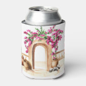 Mediterrane Architektur, Blume, Aquarell, h Dosenkühler (Kanne Vorderseite)