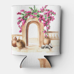 Mediterrane Architektur, Blume, Aquarell, h Dosenkühler