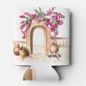 Mediterrane Architektur, Blume, Aquarell, h Dosenkühler (Rückseite)