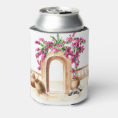 Mediterrane Architektur, Blume, Aquarell, h Dosenkühler (Kanne Rückseite)