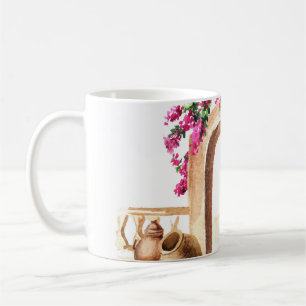 Mediterrane Architektur, Blume, Aquarell, h Kaffeetasse