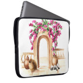 Mediterrane Architektur, Blume, Aquarell, h Laptopschutzhülle (Vorne Rechts)