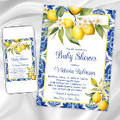 Mediterrane Azulejo Tile Lemon Babydusche Einladung