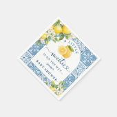 Mediterrane Babydusche Lemon Blue Tiles Serviette (Ecke)