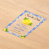 Mediterrane Blaue Hochzeit retten Datum Acryleinladungen (Ablage )