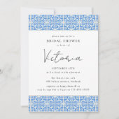 Mediterrane Blauer Tile Bridal Dusche Einladung (Vorderseite)