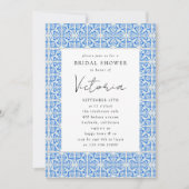 Mediterrane Blauer Tile Bridal Dusche Einladung (Vorderseite)