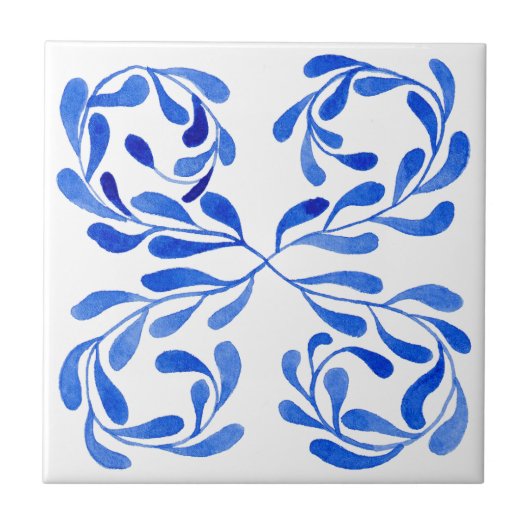 Mediterrane Blume Fliese (Vorderseite)