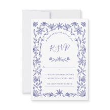 Mediterrane Blumenblauer Weißer Hochzeitstag RSVP-
