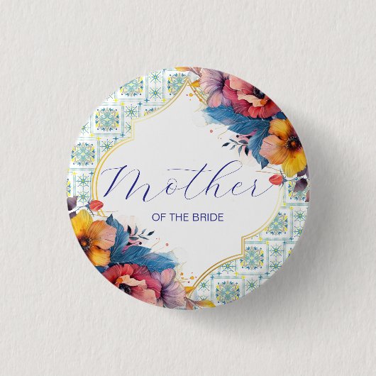 Mediterrane Blütenmutter Button (Vorderseite)
