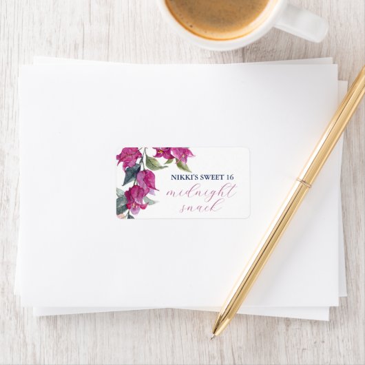 Mediterrane Bougainvillea Geburtstagsjause Adressaufkleber (Insitu)