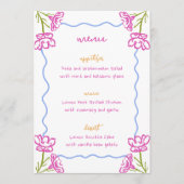 Mediterrane Bougainvillea Italienische Blumenhochz Menükarte (Vorderseite)