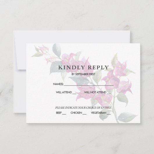 Mediterrane Bougainvillea Pink Burgundy UAWG Inv Einladung (Vorderseite)