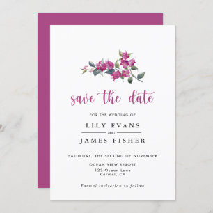 Mediterrane Bougainvillea Pink Save the Date Inv Einladung