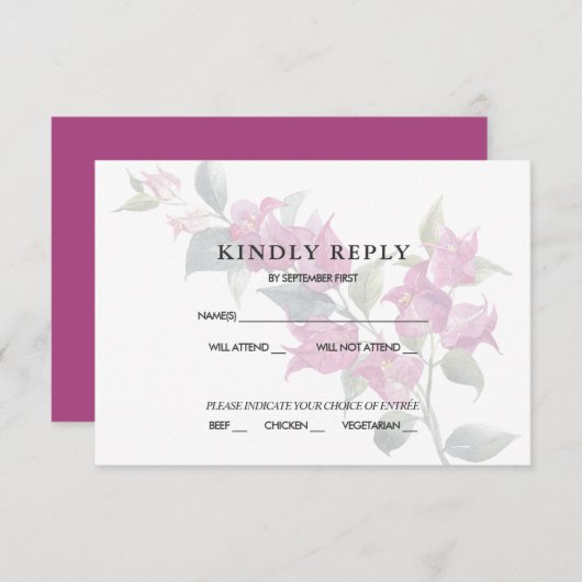 Mediterrane Bougainvillea Rosa UAWG Einladung (Vorne/Hinten)