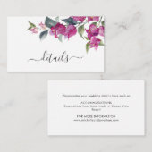 Mediterrane Bougainvillea Wedding Card Begleitkarte (Vorne/Hinten)