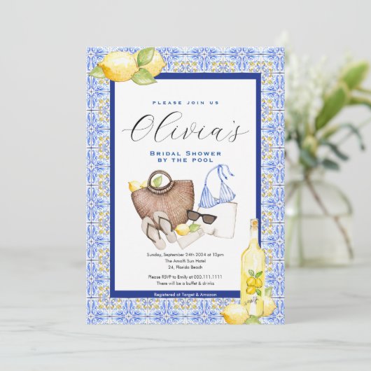 Mediterrane Brautdusche Einladung Positano (Stehend Vorderseite)