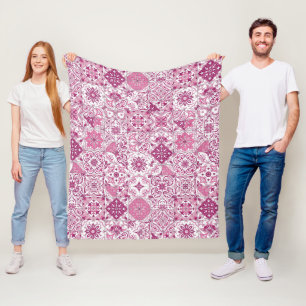 mediterrane Farbtöne/ Azulejo-Fliesen Fleecedecke