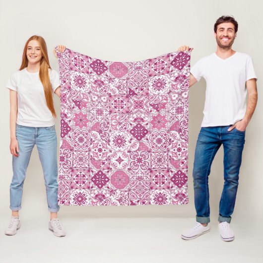 mediterrane Farbtöne/ Azulejo-Fliesen Fleecedecke (Beispiel)