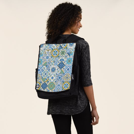 mediterrane Farbtöne/ Azulejo-Fliesen Rucksack (Ausgewaschen)