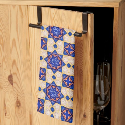 Mediterrane Fiesta - farbenfrohe Fliesenmuster Geschirrtuch (Drittel gefaltet)