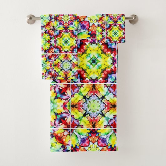 mediterrane Fliesen, alkoholfarbene Fliesen, Majol Badhandtuch Set (Insitu)