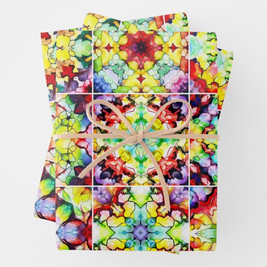 mediterrane Fliesen, alkoholfarbene Fliesen, Majol Geschenkpapier Set (Beispiel)