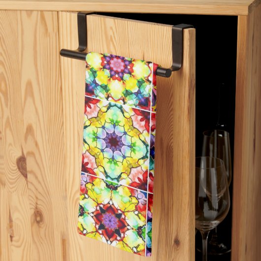 mediterrane Fliesen, alkoholfarbene Fliesen, Majol Geschirrtuch (Drittel gefaltet)