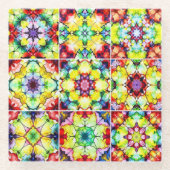 mediterrane Fliesen, alkoholfarbene Fliesen, Majol Glasuntersetzer (Vorderseite)