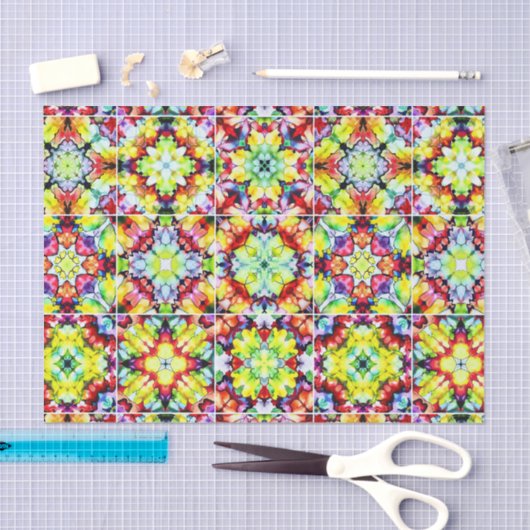 mediterrane Fliesen, alkoholfarbene Fliesen, Majol Seidenpapier (Handwerk)