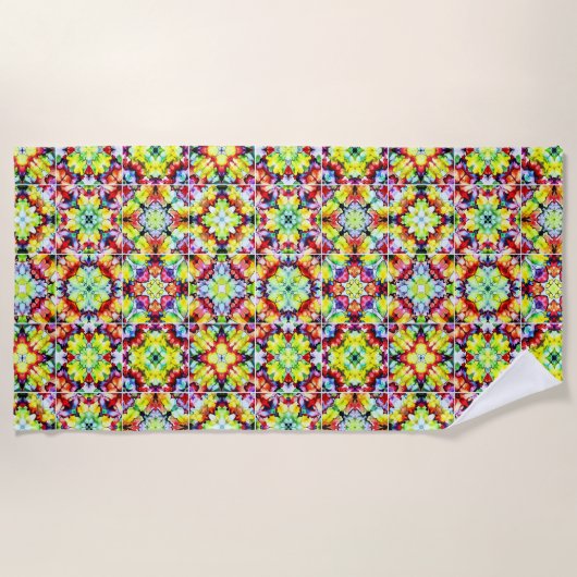 mediterrane Fliesen, alkoholfarbene Fliesen, Majol Strandtuch (Vorderseite)