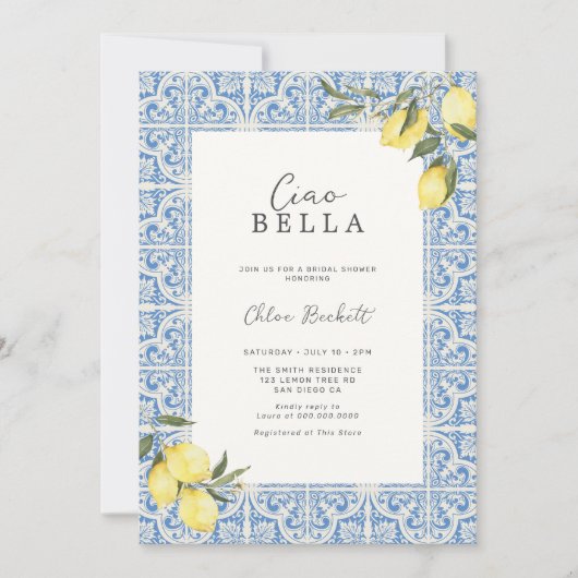 Mediterrane Fliesen Amalfi Capri Brautparty Einladung (Vorderseite)